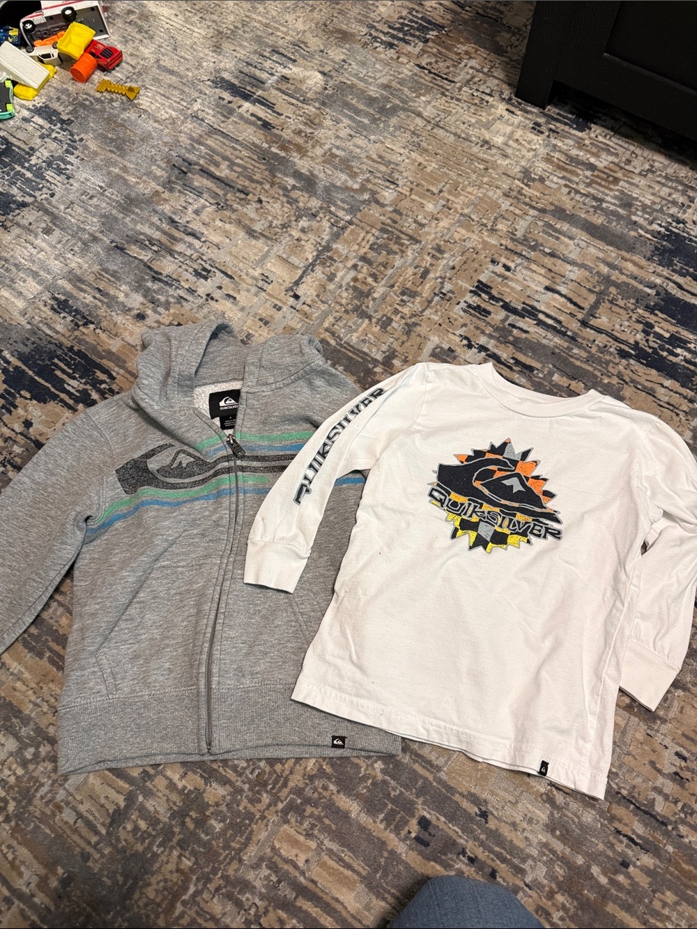 Quiksilver Kids' Gray Zip Hoodie & White Long-Sleeve Logo Tee Set